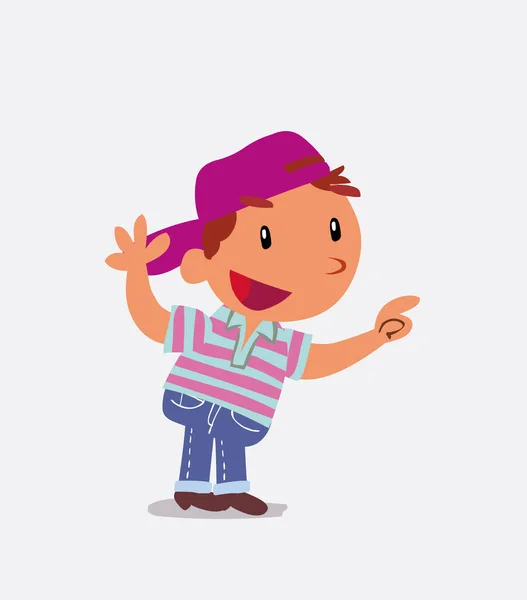 Zeichentrickfigur Eines Kleinen Jungen Auf Jeans Zeigt Während Eines Streits — Stockvektor