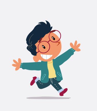 Kot pantolonlu küçük bir çocuğun mutluluktan uçtuğu bir çizgi film.