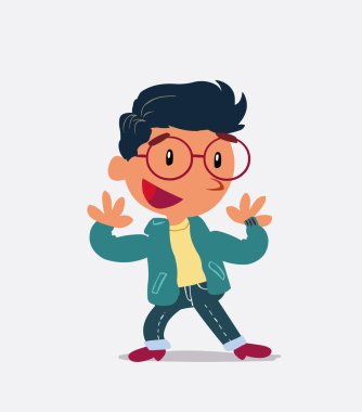 Kot pantolon giymiş küçük bir çocuğun çizgi film karakteri