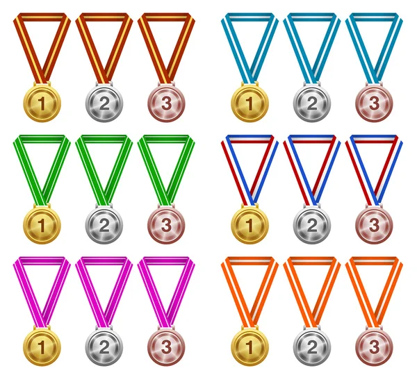Madalyalar, Ödülü, başarı, şampiyonu — Stok Vektör