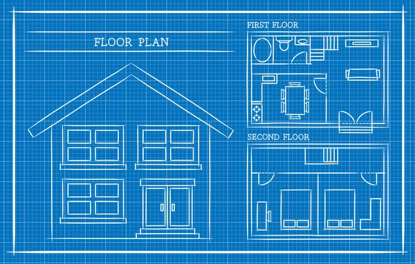 Bauplan, Hausplan, Architektur — Stockvektor