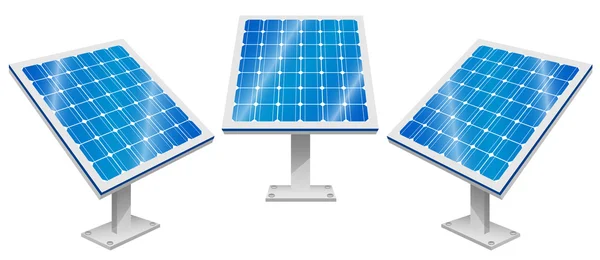 Kolektory słoneczne, energia słoneczna, energia odnawialna — Wektor stockowy