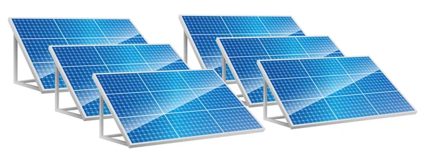 Energía Solar, Paneles Solares, Energía Renovable — Vector de stock