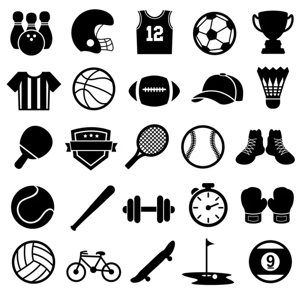 Sport ikoner, Silhouette, sport och Fitness — Stock vektor