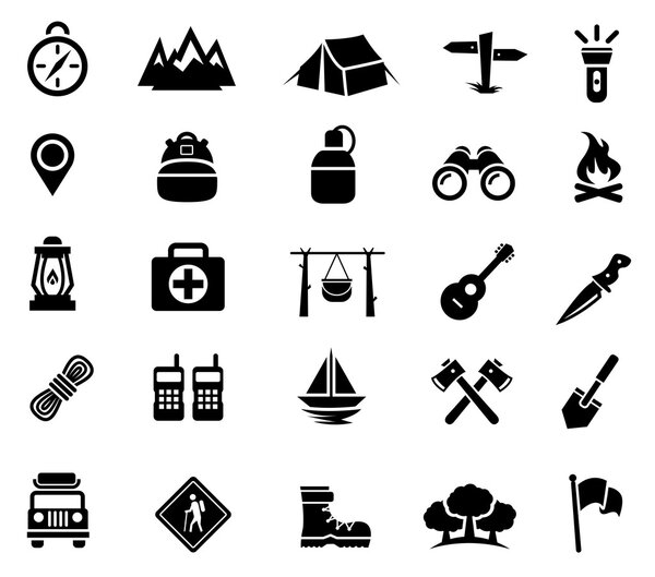 Camping, Outdoor Activity, Recreation, Icons