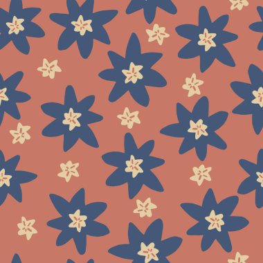 pürüzsüz İskandinav tarzı arka plan karalama elle mavi çiçek çiz
