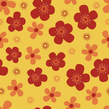 Pürüzsüz İskandinav tarzı arka plan ve el çizimi sevimli çiçek