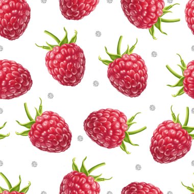 Beyaz arkaplanda gümüş noktalı parıltı desenli ahududu çizer