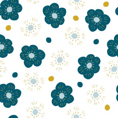 Karalama el çizimi çiçek ve nokta şekilli kusursuz bir doğa düzeni.