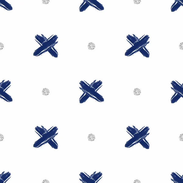 Forma Cruz Azul Sin Costuras Mano Dibujar Cepillo Con Fondo — Vector de stock
