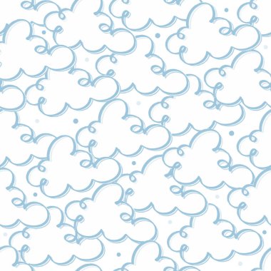 Çizik mavi bulutlu kusursuz şirin desen arkaplanı