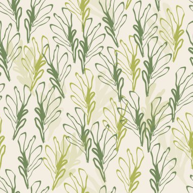 Soyut el çizimi izni ile kusursuz monokrom doğa desenli arkaplan