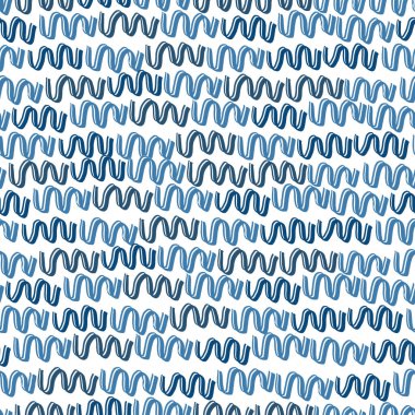 Beyaz desenli arkaplanda kusursuz bir el çizimi mavi dalga