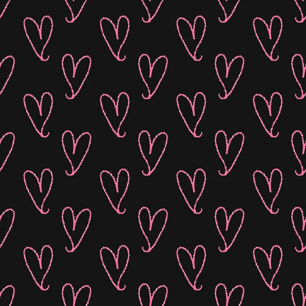 Fond Motif Sans Couture Saint Valentin Main Rose Dessiner Coeur — Image vectorielle