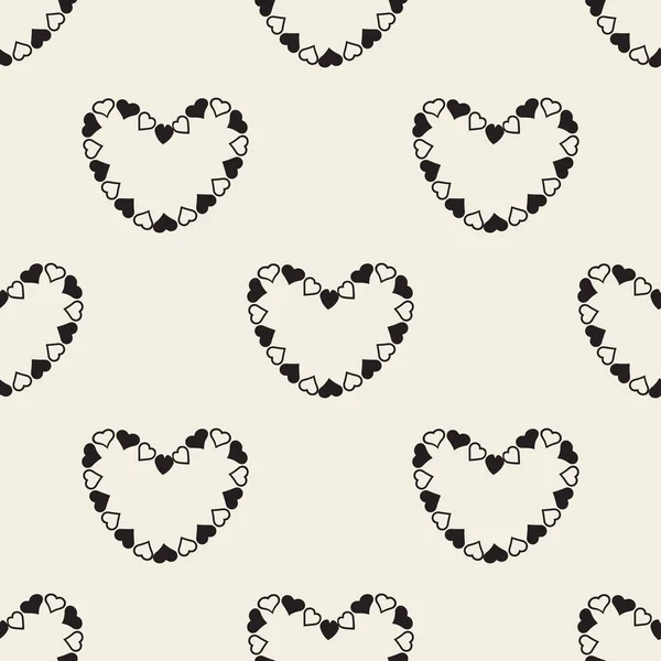 Fond Motif Sans Couture Saint Valentin Avec Cadre Coeur Monochrome — Image vectorielle