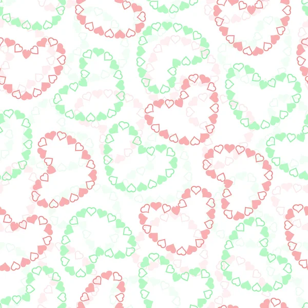 Бесшовный Валентинов День Фон Розовой Зеленой Рамкой Сердца — стоковый вектор