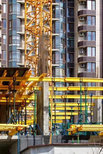 Fragmento Construção Novo Edifício Usando Método Armação Monolítica Com Sistema — Fotografia de Stock