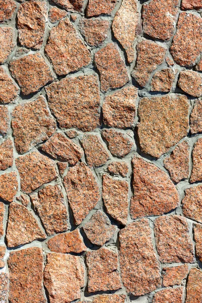 Textura Pared Granito Rojo Fondo Grandes Piedras Incrustadas Pared Luz — Foto de Stock