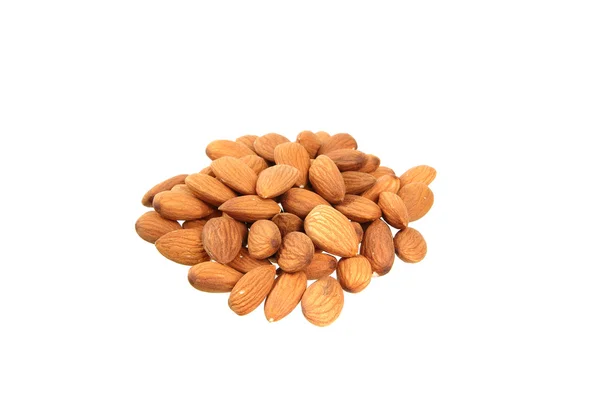 Mandlové ořechy izolován v bílém pozadí — Stock fotografie
