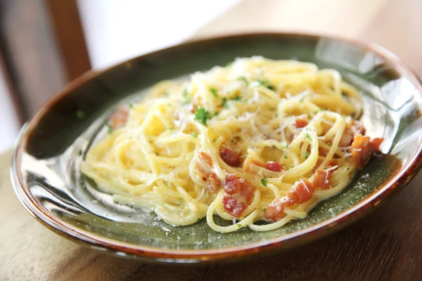 意大利面条 carbonara 上特写 — 图库照片