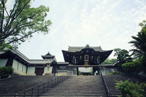 Tempio giapponese e foglie d'acero verde a Kyoto Giappone — Foto Stock