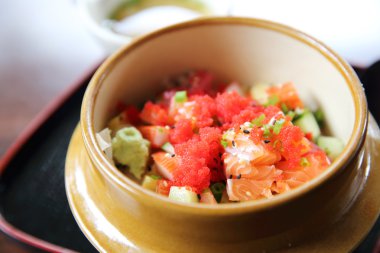 sashimi deniz ürünleri ve yumurta pirinç kase - mix sashimi donburi, Japonca