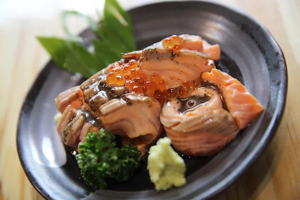 Grilled Salmon sashimi in close up — Stock Photo, Image