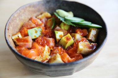 sashimi deniz ürünleri ve yumurta pirinç kase - mix sashimi donburi, Japonca