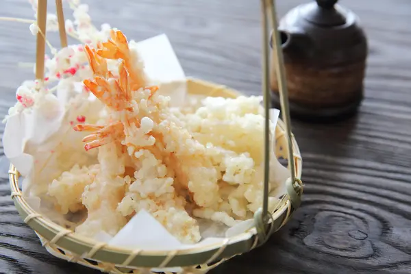 Cibo giapponese, Gamberetti Tempura — Foto Stock