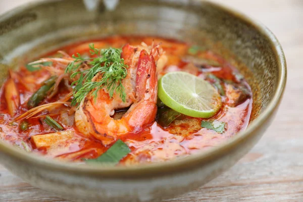 Sopa Tom Yum Comida Tradicional Tailandesa Sopa Gambas Picantes — Foto de Stock