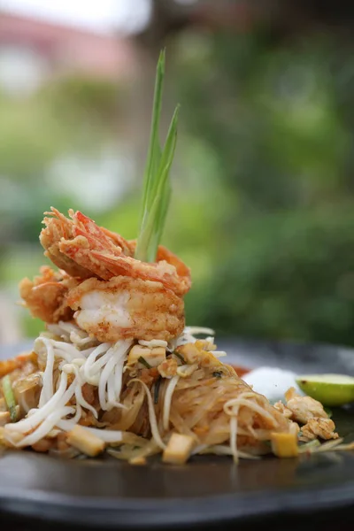 Thailändsk Mat Pad Thai Lokal Mat Stekt Nudel Med Räkor — Stockfoto