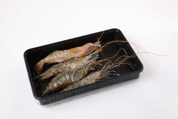 Langostino Crudo Aislado Zona Baño Blanca —  Fotos de Stock