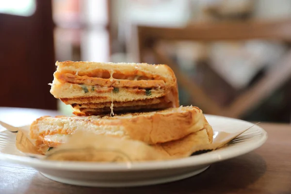 Panini Mit Schinken Wurst Sandwich — Stockfoto