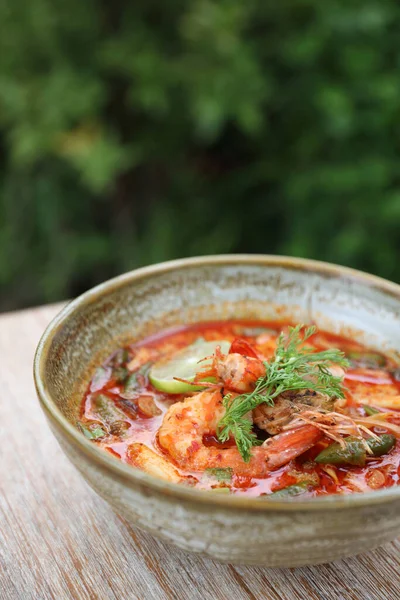Tom Yum Polévka Thajské Tradiční Jídlo Pikantní Krevetová Polévka — Stock fotografie