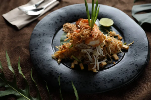 Thailand Pad Makanan Thai Makanan Lokal Goreng Mie Dengan Udang — Stok Foto