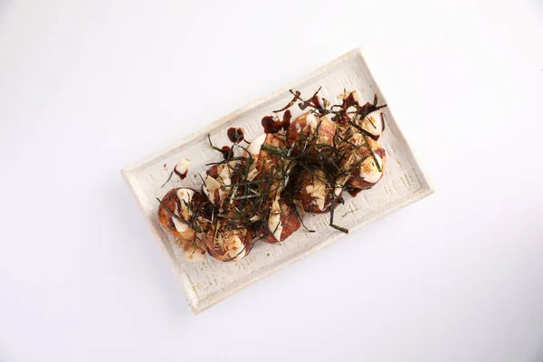 Takoyaki Изолированы Белом Фоне Японский Foo — стоковое фото