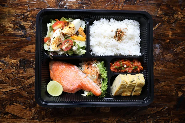 Gegrilde Zalm Bento Zet Japans Eten Stockfoto