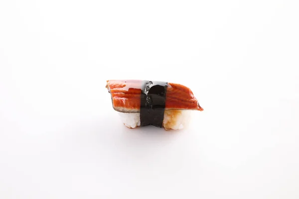 Anguila Sushi Anguila Nigiri Sushi Comida Japonesa Aislada Fondo Blanco — Foto de Stock