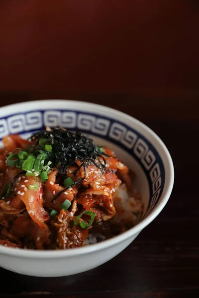 Daging Babi Dengan Kimchi Pada Makanan Jepang — Stok Foto