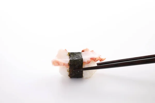 Tako Nigiri Octopus Sushi Comida Japonesa Isolada Fundo Branco — Fotografia de Stock