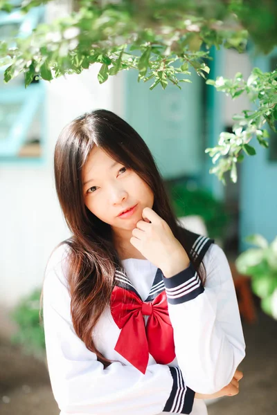 Japanisch Schule Mädchen Lokal Café — Stockfoto