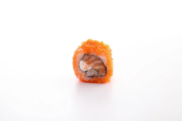 Kaliforniya Maki Rulo Suşi Japon Yemekleri Beyaz Arka Planda Izole — Stok fotoğraf