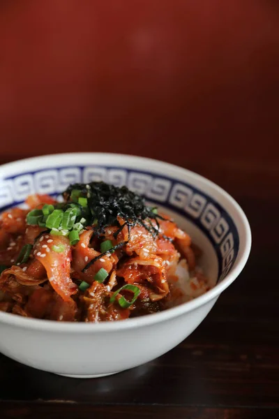 Daging Babi Dengan Kimchi Pada Makanan Jepang — Stok Foto