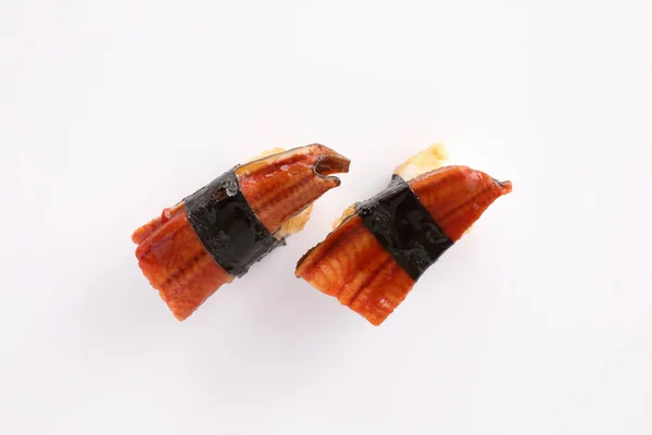Eel Sushi Eel Nigiri Sushi Japanese Food Isolated White Background — Stock Photo, Image