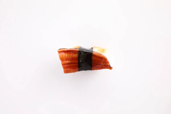 Anguila Sushi Anguila Nigiri Sushi Comida Japonesa Aislada Fondo Blanco — Foto de Stock