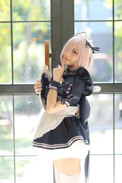 Japan Anime Cosplay Portrait Girl Comic Maid Costume — Stock Photo, Image