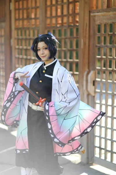 Japão Anime Cosplay Retrato Menina Com Traje Cômico Com Tema — Fotografia de Stock
