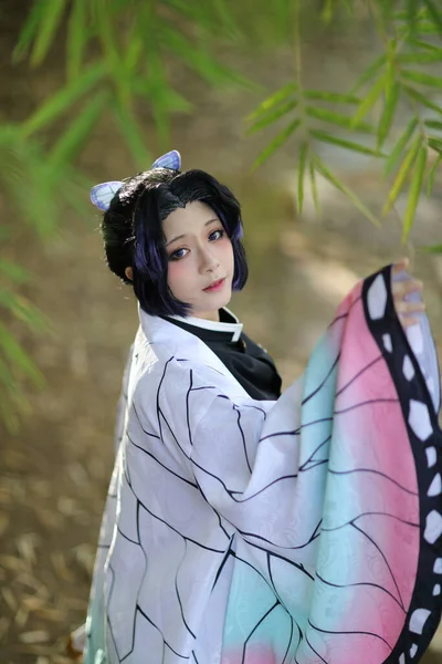 Japão Anime Cosplay Retrato Menina Com Traje Cômico Com Tema — Fotografia de Stock