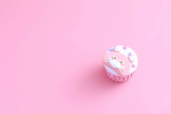 Cupcake Aislado Fondo Rosa — Foto de Stock