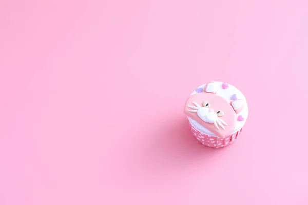 Cupcake Isolé Fond Rose — Photo